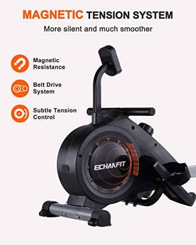 ECHANFIT Magnetic Rower Machine with 16-Level Silence Resistance for Whole Body Rowing with LCD Monitor for Home Gym, Cardio Exercise and Strength Training