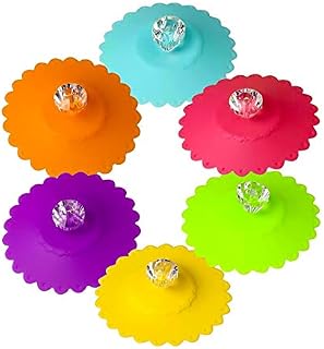 Silicone Cup Lids, 6 Pieces Food Grade Silicone Cup Covers Creative Diamond Mug Cover, Silicone Glass Cup Covers Reusable Drink Cup Lids Cup Lid Cover for Coffee, Wine Glass, Drinks Food Grade