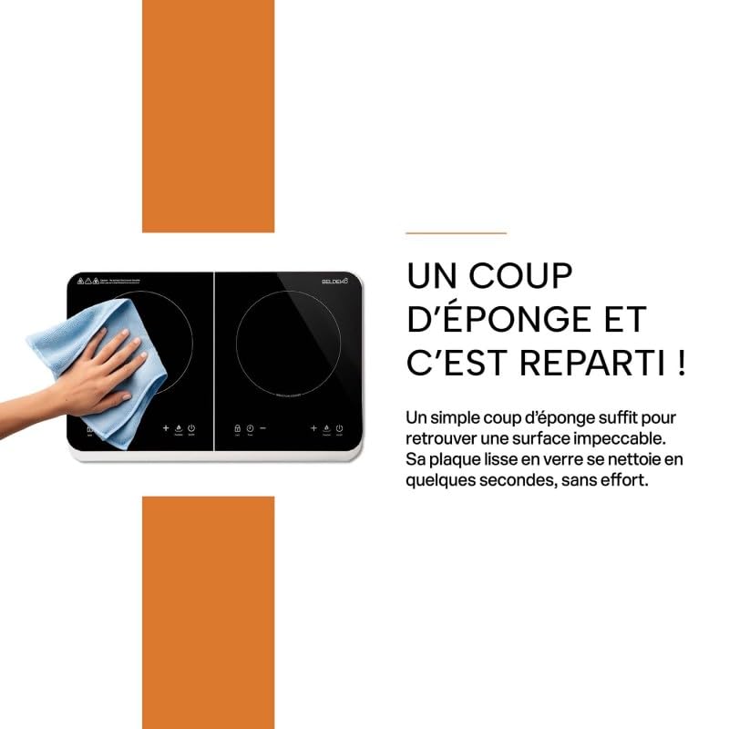 Plaque Induction Portable 2 Feux BELDEKO - 3500W - Design Premium, Fiable et Robuste - Minuteur, Touches Tactiles, Anti-Débordement, 10 Niveaux de Puissance