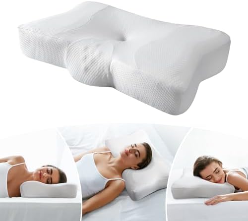 Cervical Memory Foam Pillows, Orthopedic Contour Pillow For Neck And Shoulder Pain Relief, Ergonomic Sleeping Neck Support For Side Sleeper Back