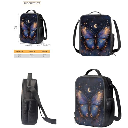 Aesthetic Butterfly Backpack for Elementary School Girls Cute 4 Pcs School Backpack Set Girls Bookbag Age 10-12 Travel Daypack Aesthetic School Bag and Lunch Box Set for Teen Women4