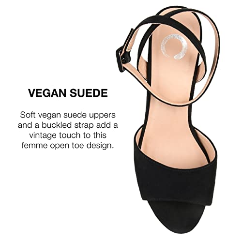 Journee Collection Womens Nairri Open Toe Pumps With Platform Block Heel And Buckle Strap, Black, 9 #TOP3