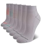 New Balance Women's Athletic Arch Compression Cushion Comfort Quarter Socks (6 Pack), White Assorted, Size Shoe Size: 4-10