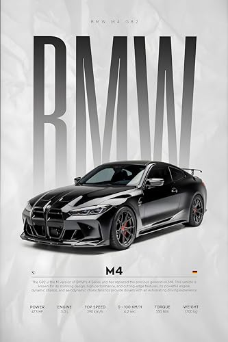 Image of Fit-in Trends Car Poster For Wall Boys Room|Super Car Poster Stickers | Gifting Ideas For Men Boys Car Lover's | Wall Art For Living room, Office, Dining Room| A4 Size Wall Art(BMW)