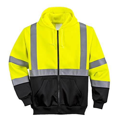 Portwest Hi-Vis 2-Tone Zipped Hoodie Visibility Reflective Safety Work Sweatshirt JumperANSI 32