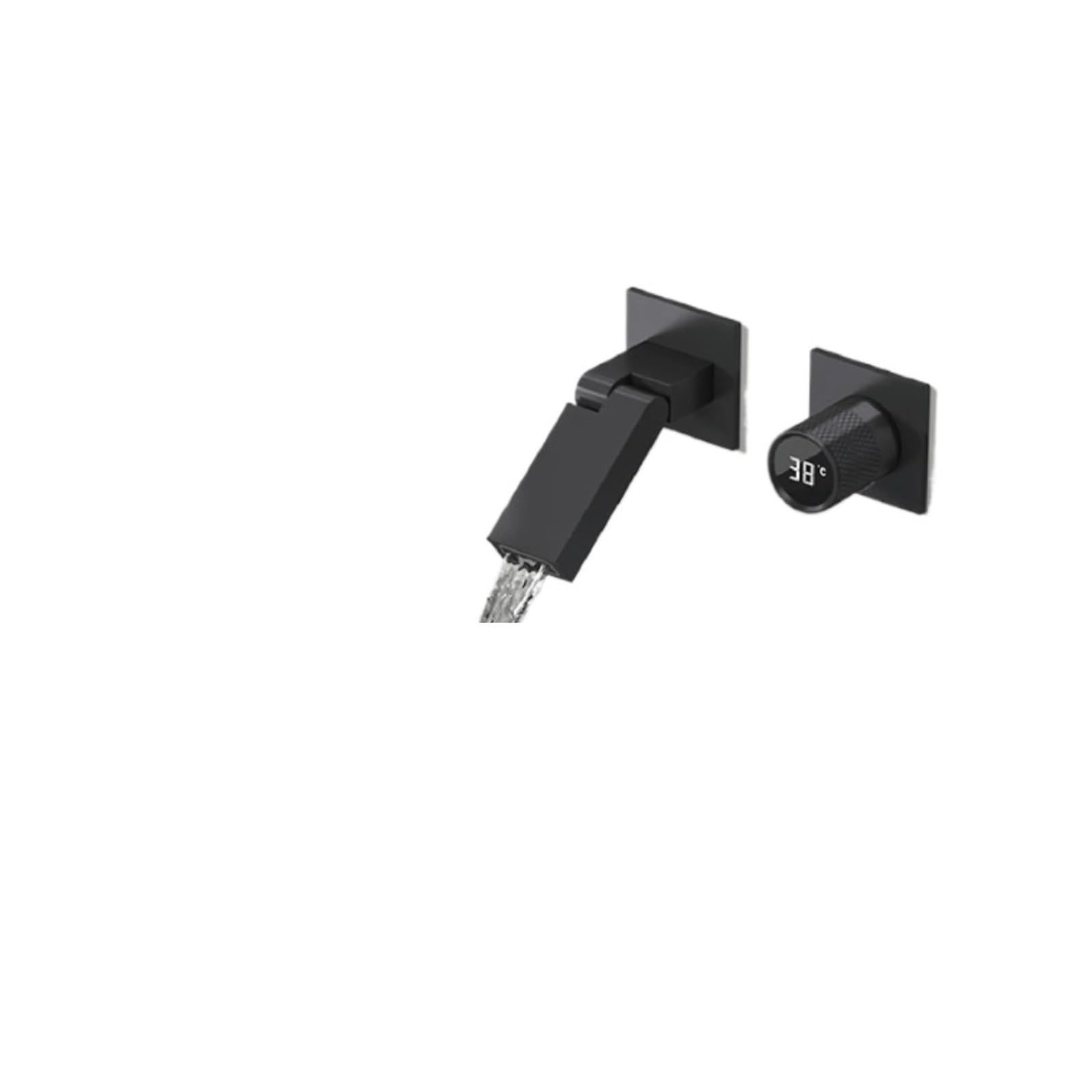 Wall Mounted Brass Bathroom Faucet, LED Display Embedded Sink Mixer Tap, Premium PVD Finished,Safe and Reliable(Matte Black)