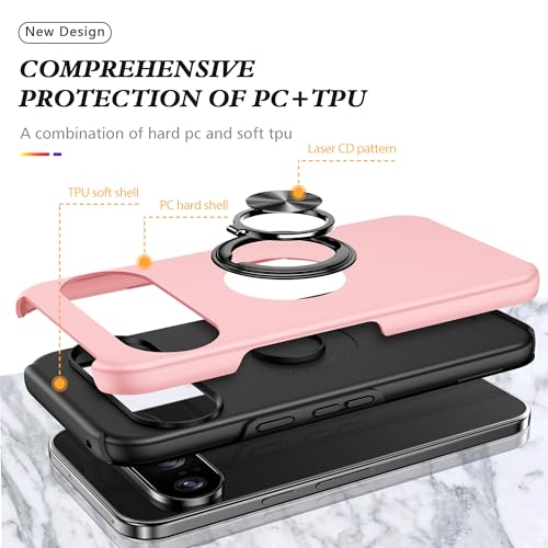 AIOVETEAB for Pixel 10 Pro XL Case,Silky Soft Touch Heavy Duty Protective Cover with Ring Holder Kickstand Phone Case for Google Pixel 10 Pro XL,Pink by AIOVETEAB - Used condition - Image 7