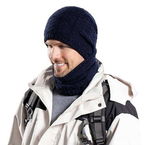Conjunto de Gorro y Bufanda de Invierno para Mujer y Hombre, Gorro de Punto con Forro Polar cálido, Gorro de Invierno, Gorro de esquí para Deportes al Aire Libre.