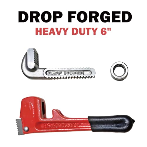 Image of Rayfox 6 Inch Small Pipe Wrench Adjustable Mini Plumbing Wrench for Tight Spaces Heavy Duty Straight Plumber Tool with Floating Hook Jaw and I-Beam Handle (red)