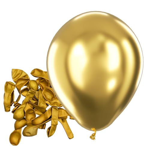 Bezente Metallic Gold Balloons Latex Balloons - 150 Pack 5 inch Chrome Gold Helium Balloons for Wedding Birthday Bridal Shower Graduation Christmas Party Decorations