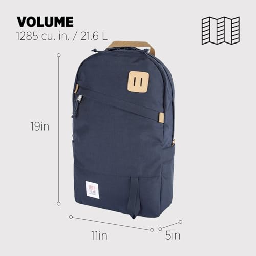 Image of Topo Designs Daypack Classic Backpack - Daily Carry Pack Designed in Denver, Functional Travel Bag, Recycled Nylon, 2 Padded Laptop Sleeves, 21L (Navy /Navy)