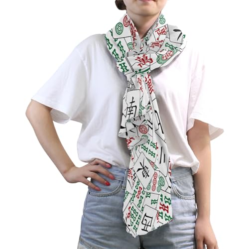 Mahjong Chiffon Scarf Fashion Lightweight Silk Long Scarf Shawl Wraps for Women Ladies3