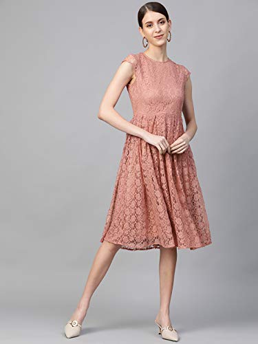 Image of pluss Women Pink Solid Dress (LDR8223-ONIONPINK)