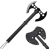 JAOTREL Viking Hatchet Axe - 16' Forged Carbon Steel Camping Axe with Leather Sheath, Double-Head Design for Outdoor Survival, Wood Splitting & Garden Tools