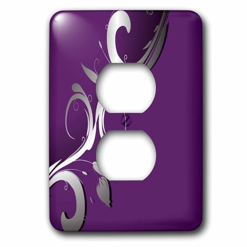 Placa para enchufe de 2 tomas morada y plata floreciente 3dRose premium 2