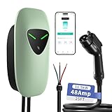 Level 2 EV Charger 48Amp,Hardwired EV Charger with 25ft Cable,WiFi APP RFID Card,240V J1772 Electric Vehicle Charging Stations,11.5kW Wall Electric Car Chargers for Home,Outdoor,Indoor(Green)