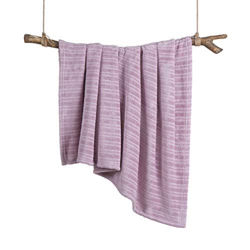 COCOPLAY W Lavender Throw Blanket, Microfiber Velvet 50×60 Inches, All Season Striped Super