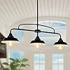 PUZHI HOME Black Pendant Lighting Fixture, 3-Lights Modern Farmhouse Chandelier with Metal Island Lights for Kitchen for Dining Room Hallway