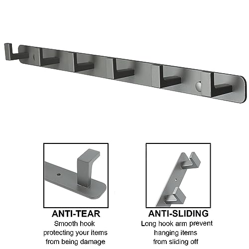 Image of Coat Rack, Heavy Duty Stainless Steel 6 Tri Coat Hook Hanger, Wall Mounted Storage Wall Hooks, Rustic Clothes Hook /Key Hook Rail for Bathroom Kitchen Entryway(6 Hook Grey)