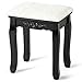 Giantex Vanity Stool Makeup Bench Dressing Stools Retro Wave Foot Floor Pad for Scratch Solid Pine Wood Legs Thick Padded Cushioned Chair Piano Seat Bathroom Bedroom Large Vanity Benches, Black