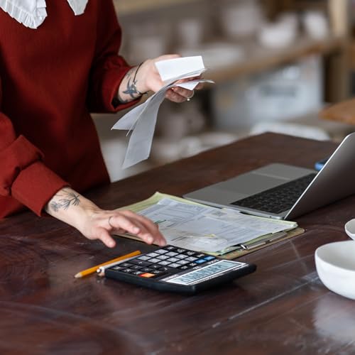 Image of Amazon Basics AB-555 12 Digits GST & Tax Calculator with 112 Steps Check and Correct, Basic Calculator, Black