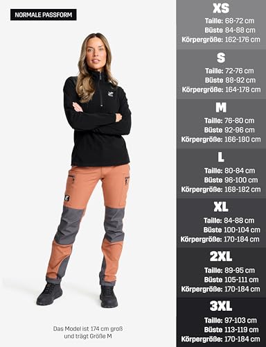 RevolutionRace Hiker Half-Zip Fleece für Damen, Leichter und elastischer Fleece mit halbem Reißverschluss, Black, M