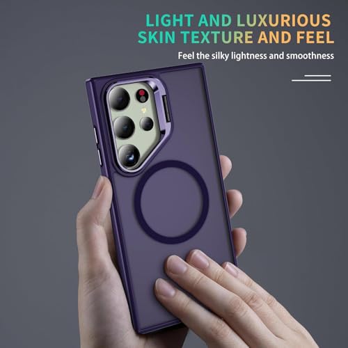 Image of DIZORO TPU Samsung Galaxy S24 Ultra Case Compatible with Mag Safe&Wireless Charging,with Camera Stand,Military Grade Drop Tested,Translucent Hard Back Soft Edge Back Cover(Titanium Deep)