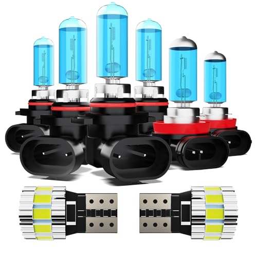 Image of Light Bulbs Fit For Toyota RAV4 2013-2015, High Performance Halogen Headlight Bulb And License Plate Lights Combo, 9005 9005 H11 High Low Beam Fog Lights, 6000K White Light, Pack of 8