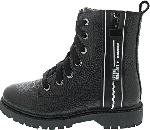 Braqeez Botas con cordones negras, Negro , 35 EU