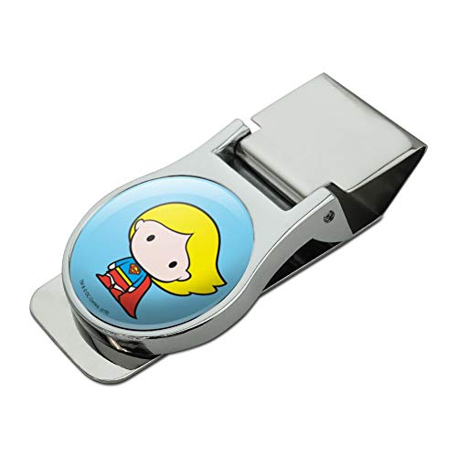 GRAPHICS & MORE Superman Supergirl Cute Chibi Character Satin Chrome Plated Metal Money Clip