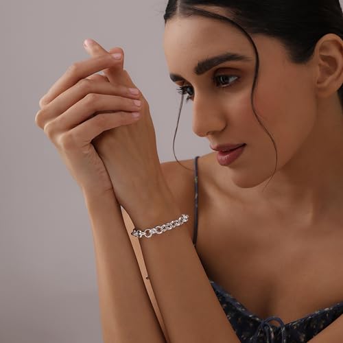 Image of TRUESILVER ACPL 925 Sterling Silver Sliding Bolo Bracelets for Women | BIS Hallmarked Fancy Link Rolo Design Bracelet | Adjustable Slider Chain Bracelet Gift for Birthday Anniversary Wedding