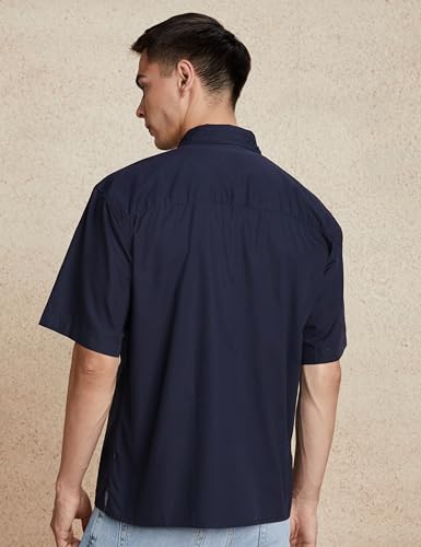 Image of Amazon Brand - Symbol Men's Solid Oversized Half Sleeve Casual Shirt | Plain | 100% Cotton (Available in Plus Sizes)