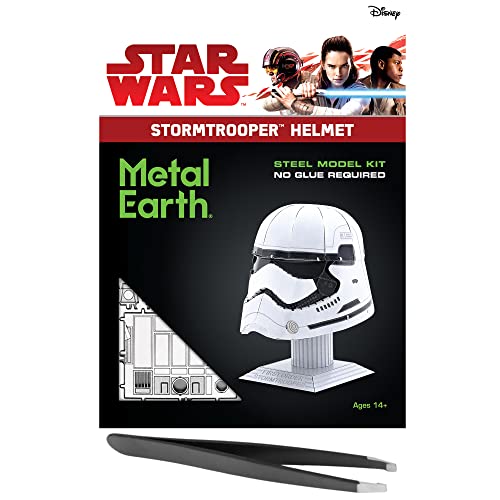 Metal Earth Fascinations Star Wars First Order Stormtrooper Helmet 3D Metal Model Kit Bundle with Tweezers