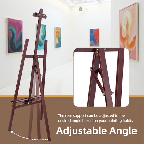 Image of Falling in Art Adjustable Wooden Easel Stand for Painting&Display, Brown