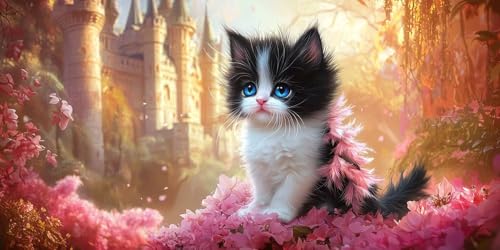 5D Diamond Painting, Flores de gato Pintura de Diamante, Cuadrado Taladro Completo DIY Diamante Painting, Gemas Artesanía kit de Arte de Mosaico, Ideal para Niños y Profesionales 40x80 cm P-536