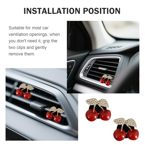 Image of Shakas 4 PCS Cherry Car Air Conditioner Vent Ornament, Creative Funny Small Fresh Style Alloy Aromatherapy, Clip-on Mounting Retrofit Accessory, Suitable for Most Cars (Red)