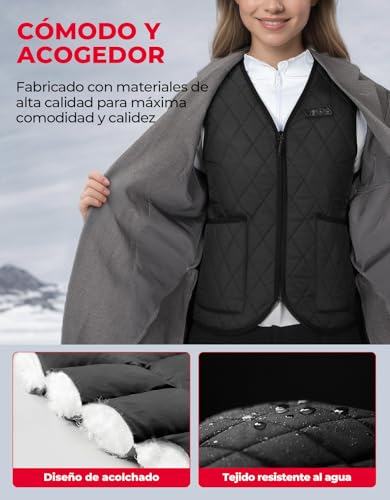 Chaleco calefactable mujer KEMIMOTO con 3 niveles de calor regulables 5