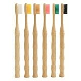 VIREO Bamboo Toothbrushes Medium Bristles 6-Pack - BPA-Free Eco-Friendly Toothbrushes for Adults - Biodegradable, Natural Wooden Toothbrush