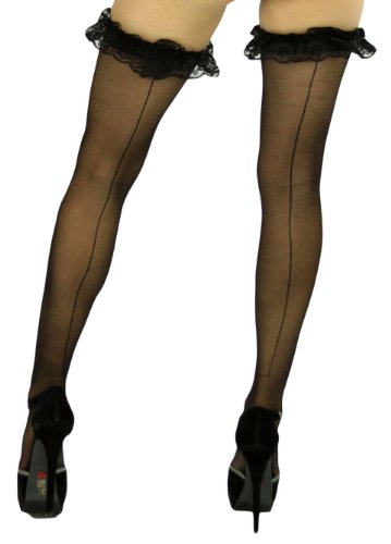 Image of ToBeInStyle Women's Sheer Banded Thigh High Socking w /Opaque Band