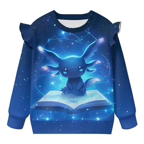 Sweatshirt for Girls 1-8 Years Crewneck Pullover Tops Ruffle Shoulder Sweaters Kids Long Sleeve Shirt4