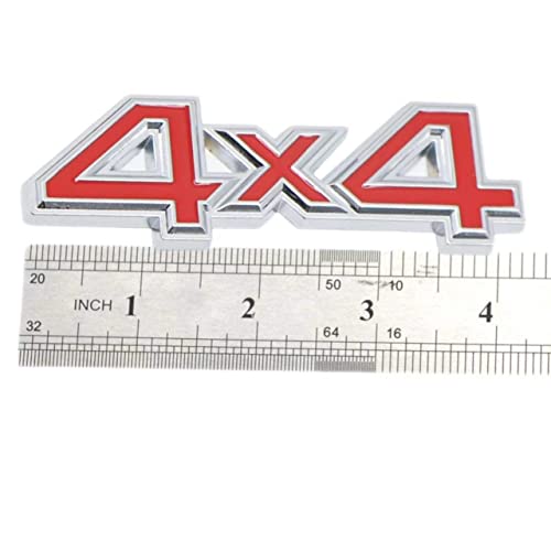 Image of 2 pcs 4X4 Four-Wheel Drive Emblem Badge Fit for /SUV /Pickup 4Wd Universal Car Side Fender Trunk Emblem Badge Sticker Decals (Silver Red)