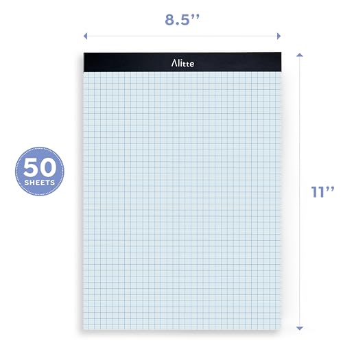 image for Alitte Graph Paper Pad, Pack of 12, White Letter Size - 4x4 Quad Grid 