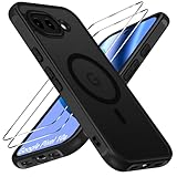 ivoler für Google Pixel 10a Hülle, 1 Magnetisch Handyhülle mit 2 Stück Panzer Schutz Glas, [Kompatibel mit MagSafe] [Militärnorm Sturzschutz] Stoßfest Schutzhülle Silikon Hülle Matt Schwarz
