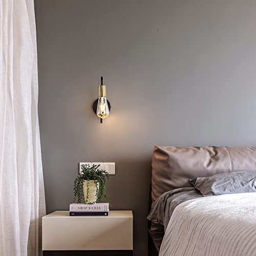 Osairous Apliques de Pared 2 Packs, Lámpara de Pared Industria Vintage, Lámpara de Hierro Retro Negro para Interior Pasillos Sótanos Bares, IP20, E27, Max 40W, Sin bombilla - imagen 6