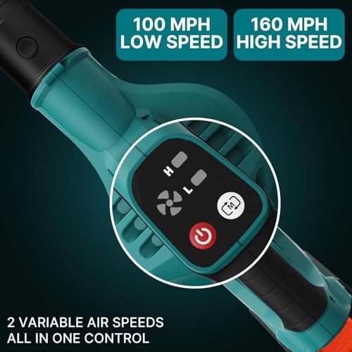 Leaf Blower Cordless,160MPH/540CFM, 20V Electric Leaf Blower Compatible with 2 Makita Battery&Charger, 2 Turbo Levels Battery Powered Blower, Lightweight Snow Blower for Lawn Care,Patio,Garden,House - Image 3