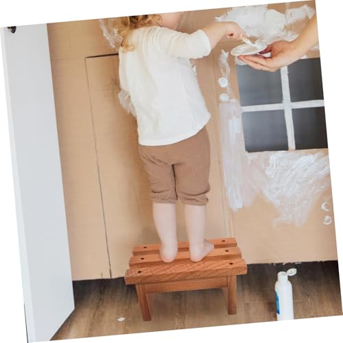Escabel de madera premium PRETYZOOM de diseño robusto para estante de baño 3