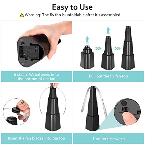 Fly Fans For Tables, Fly Repellent Outdoor Indoor Keep Flies Away, Table Top Fly Fan Fly Spinner With Holographic Blades For Picnic Patio Home, 4 Pack #TOP5