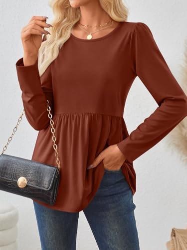 AUTOMET Womens Long Sleeve Babydoll Tops Tunic Shirts Business Dressy Casual Plus Size Blouse Fall Trendy Fashion 20253