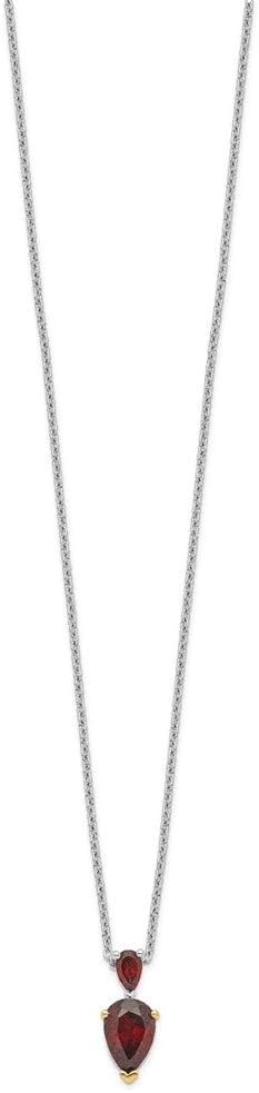 Chain Necklace White Sterling Silver Gemstone Yellow Garnet Red 18 in 1.7 mm