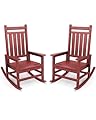 SERWALL Outdoor Rocking Chair Set of 2, HDPE Rocking Chairs for Adult, All Weather Porch Rockers for Lawn Garden, Crimson Red